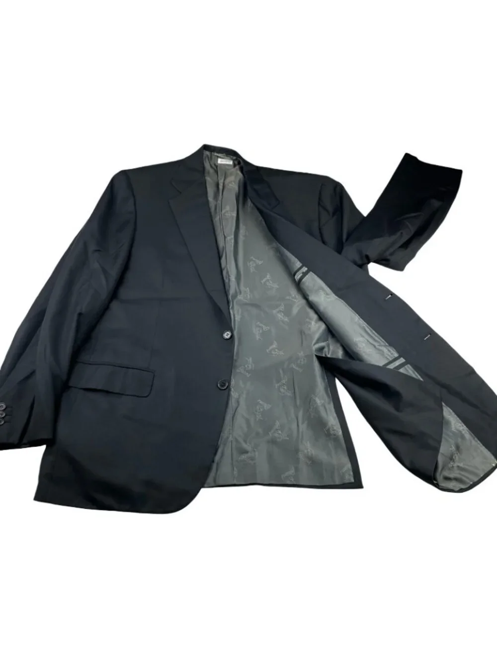 Brioni Men's Nomentano 100% Wool 2-Button Blazer Shiny Black • Italy • 44R US